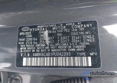 2023 Hyundai Kona Sel z USA, uszkodzony, nr VIN KM8K6CAB1PU042393